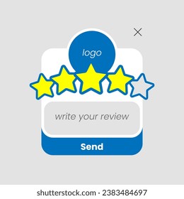 Give star rate and write review button pop up message concept illustration flat design vector. modern graphic element for landing page ui, infographic, icon