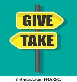 give take to charity. flat design road sign