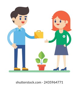 Give and take flat vector illustration on white background