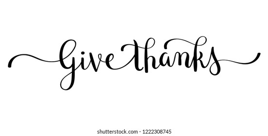 GIVE THANKS brush calligraphy banner