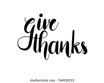 Give Thanks Calligraphy Hand Lettering Vector