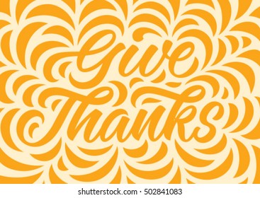 give thanks, calligraphy, handwritten text, greeting card, pattern