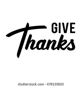 Give thanks card. Lettering. Isolated on white.