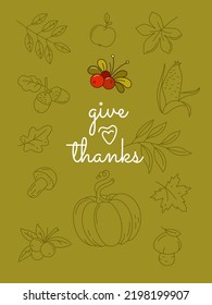 Give thanks. A card in a linear style.