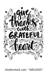 Give thanks with grateful heart hand lettering