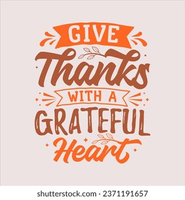 give thanks with a grateful heart vector illustration hand