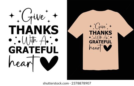 Danke mit einem tollen Herz-T-Shirt Design, lustiges Thanksgiving-T-Shirts Design Vektor, trendy Thanksgiving-T-Shirt Design, Thanksgiving-Typografie T-Shirt Design