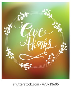 Give thanks hand draw vector card