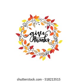 Give thanks season hand drawn vector