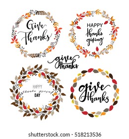 Give thanks season hand drawn vector