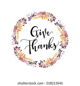Give thanks season hand drawn vector