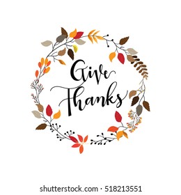 Give thanks season hand drawn vector