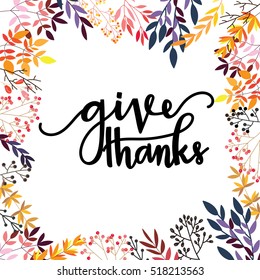 Give thanks season hand drawn vector