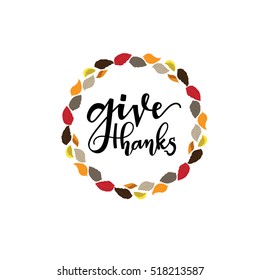 Give thanks season hand drawn vector