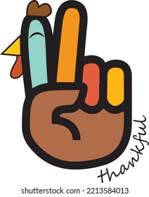 Give thanks With Turkey Hand, Turkey Vector, Thanksgiving Eps