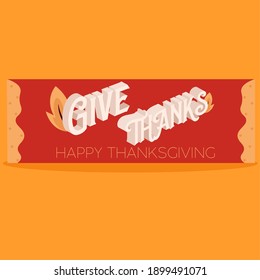 Give Thanksgiving day red banner autumn food- Vector