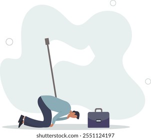 Give up, abandon hope or dream, loser or business failure, fatigue or exhausted from hard work, desperate or hopelessness concept.flat characters.