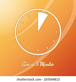 give us five minutes with clock on yellow and gold background