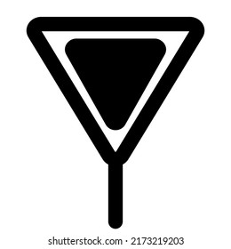 Give way with inverted triangle shape road sign