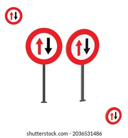 give way to oncoming sign with 3d  view, traffic signs