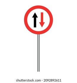 give way to oncoming traffic sign. traffic sign vector illustration