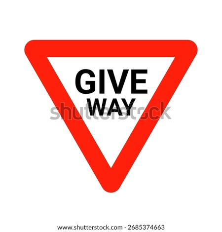 Give way road sign vector icon. Uk traffic road sign slow triangle yield give way logo.