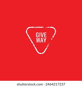 Give way sign on white background