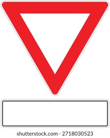 Icono de tráfico de ceder con señal de tráfico triangular y panel de información en blanco