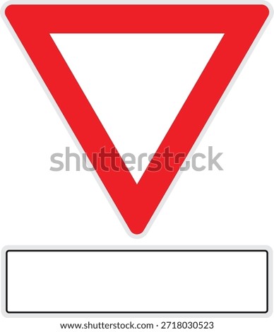 Give way traffic icon with triangular yield road sign and blank information panel