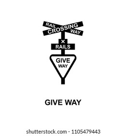 give way train icon. Element of railway signs for mobile concept and web apps. Detailed give way train icon can be used for web and mobile. Premium icon on white background