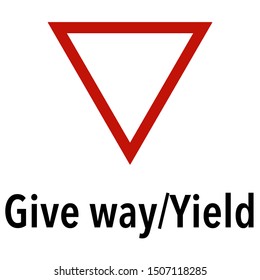 Give way or yield Information and Warning Road traffic street sign, vector illustration collection isolated on white background for learning, education, driving courses, sticker, icon.