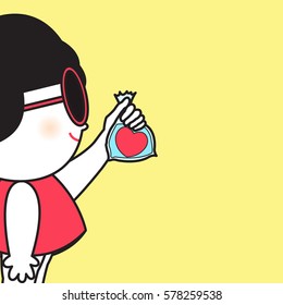 I Give You My Heart Concept Card Character Paper Note illustration