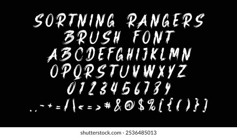 Dale a tus diseños una sensación de pincel auténtico hecho a mano. "Sortning Rangers Brush Font" es perfectamente adecuado para firma, papelería, logotipo, citas tipográficas, portada de revista o libro, encabezado de Sitio web.