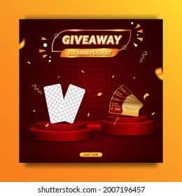 Giveaway anniversary contest invitation for social media banner template