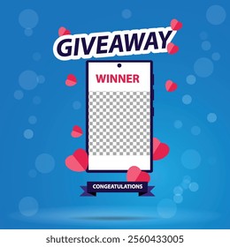 Giveaway announcement concept for social media post template vector illustration design background