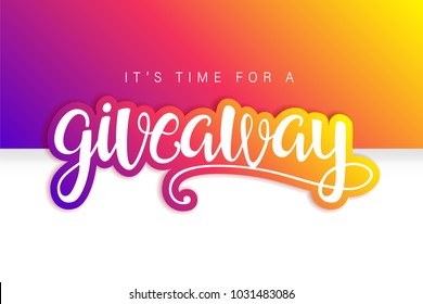Giveaway Banner Card with Lettering. Colorful design.