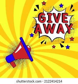 Giveaway banner design template. Social media poster design. Comic book explosion with text Giveaway, vector illustration. Giveaway banner pop art. 