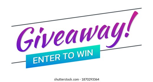 Giveaway Banner mit Enter, um zu gewinnen Button. Gib Text oder Schrift weg. Poster-Vorlage für Social Media für Wettbewerb, Preis oder kostenloses Geschenkdesign. Vektorgrafik.