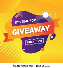 giveaway banner with fluid gradient yellow purple colors for social media template