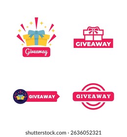 Giveaway banner icon. Gift box. Flat style.