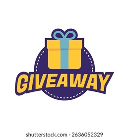 Giveaway banner icon. Gift box. Flat style.