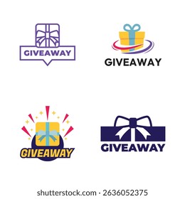 Giveaway banner icon. Gift box. Flat style.