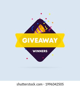 Giveaway banner. Post template. Enter to win. Social media poster. Vector EPS 10. Isolated on white background