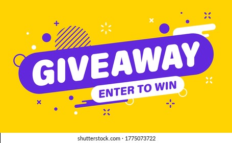 Giveaway Banner. Post Template. Win A Prize Giveaway. Social Media Poster. Vector Design Illustration.