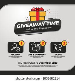 Giveaway Banner Template Design For Social Media Post. 
Gift Offer Banner, Giveaways Post And Winner Reward In 
Contest, Prize In Boxes. Vector Illustration