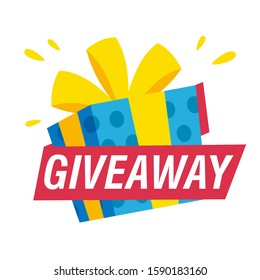Giveaway banner template. Present and text on white background. Can be used for leaflets, brochures, announcements