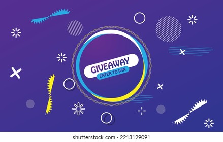 Plantilla de banner de regalo. Ganar regalando. afiche web. Diseño de banner Vector Giveaway con ilustración. colorido diseño editable de banner Giveaway.
