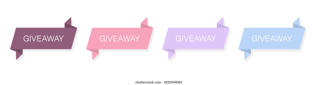 Giveaway banner. Winner competition set. Contest ribbons on white background. Give away poster template. Isolated concept flyer with text. Graphic promotion set. Vector EPS 10