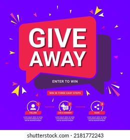 Giveaway contest enter to win banner template. Vector template