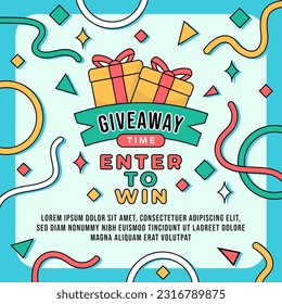 Giveaway contest flat banner social media post design template